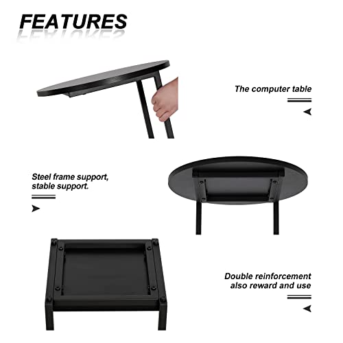 HDANI C Shaped End Table Set of 2,Couch Side Table That Slide Under,C Table End Table for Livingroom, Bedroom,Office (Black) - color: Black, size: Round 2 Pcs