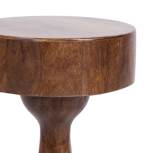 Kate and Laurel Solbrett Transitional Sophisticated Drink Table; 10 x 10 x 22; Walnut Brown; Mid-Century Sculptural Bedroom Nightstand with Unique Pedestal Table Design for Use as Indoor Plant Stand - color: Walnut Brown