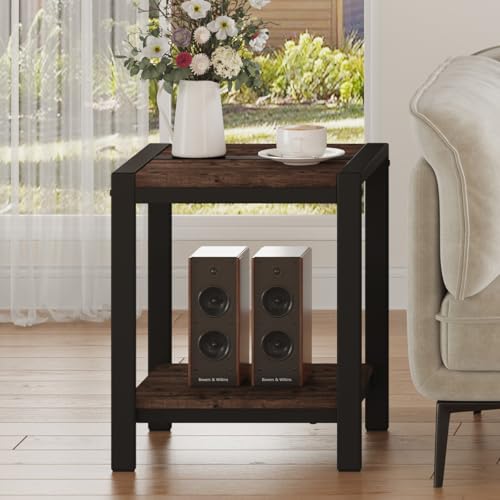 BON AUGURE End Table Set of 2, Small Side Table for Living Room, Night Stand, Bedside Tables with 2-Tier Storage Shelves for Bedroom, Small Spaces (Rustic Oak) - color: Rustic Oak-2pcs