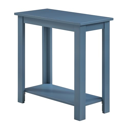 Convenience Concepts Designs2Go Baja Chairside End Table 23.75" - Transitional Narrow Side Accent with Storage Shelf for Modern Living or Family Room, Bedroom Nightstand, Dusty Blue - color: Dusty Blue