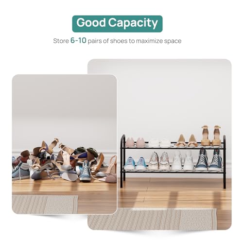 viewcare Shoe Rack for Closet, 2-Tier Long Shoe Rack for Entryway & Garage, Sturdy Metal Construction, Shoe Organizer Holds 6-10 Pairs - size: 2-Tier(Long)