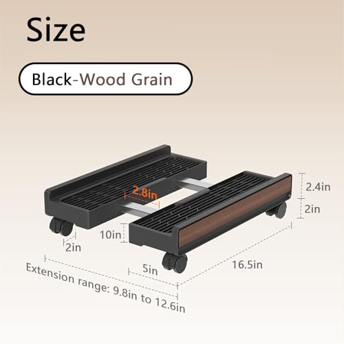 Heavy-Duty Adjustable Mobile CPU Stand with Locking Wheels,PC Tower Floor Cart,Ventilated Rolling Computer Holder Fits Most Gaming&Office Towers, Under Desk PC Riser with Caster Wheels (Wood Grain) - color: Wood Grain