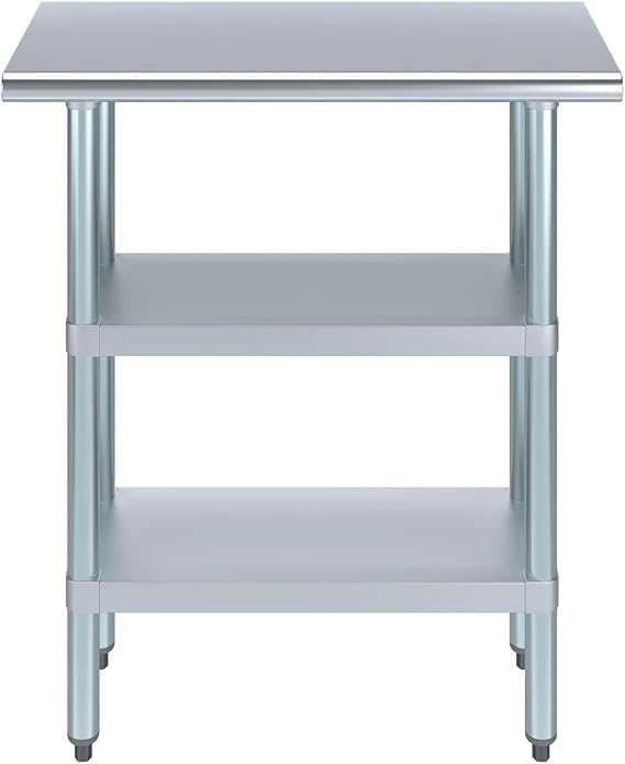 Stainless Steel Work Table with Double Undershelf – Compact Commercial Prep Table for Restaurant, Kitchen, Bakery – NSF Certified (14 x 30) - size: 14x30