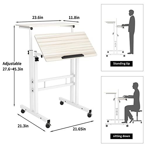 SogesHome Adjustable Laptop Desk Table 23.6inches Portable Laptop Table Computer Stand Desk Cart Tray Table, White Maple - color: Maple, size: 23.6''