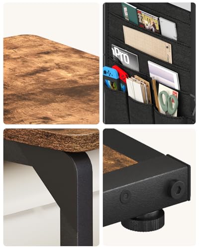 TV Tables for Eating Over Couch, Sofa Side Table Tray Dinner Recliner Chair | TV Trays on Couch Tables that Slide Under, Small Laptop C Shaped End Stand, Snack Food Breakfast Drink, Living Room ET-P-BRW1 - color: Rustic Brown