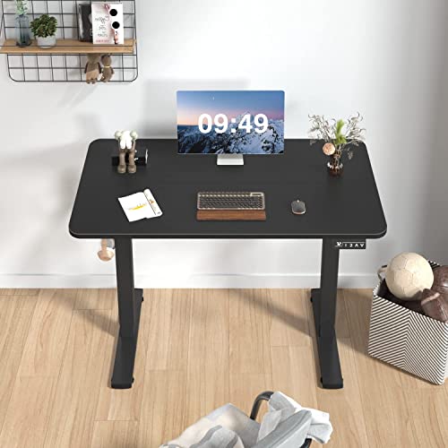 Furmax Electric Height Adjustable Standing Desk Large 40 x 24 Inches Sit Stand up Desk Home Office Computer Desk Memory Preset with T-Shaped Metal Bracket, Black - color: Black, size: 40 Inch