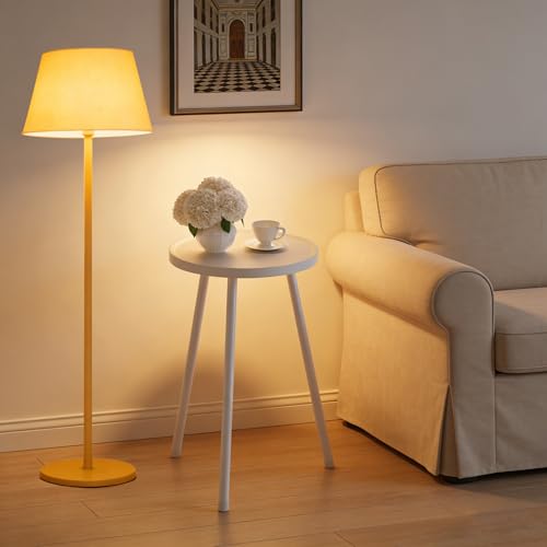 Small Couch Side Table, Drink Table, Mini Round End Table, Coffee Table, Snack Table for Small Spaces, Living Room, Bedroom, Sofa LET520W - color: White, size: 11.8 X 11.8 X 20.8 Inches