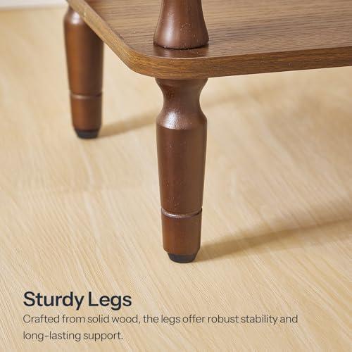 HOOBRO End Table, 2-Tier Small Side Table with Spindle Legs, Nightstand with Storage Shelves, Sofa Side Table, for Small Space, Living Room, Bedroom, Walnut WL189BZ01 - color: Walnut