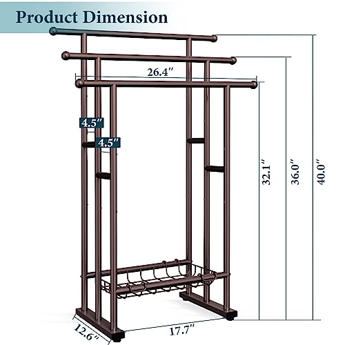 Kayfia 40'' Freestanding 3 Tier Alloy Steel Towel Rack with Storage Basket | Dual-Use Drying & Display Rack, Holds Oversized Bath Towels & Blankets, Fits Bathroom, Tub, Shower, Poolside, Bronze - color: Bronze