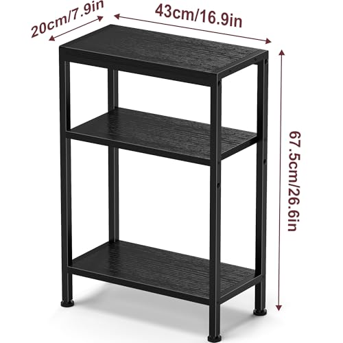 Narrow Side Table for Small Space, 3 Tier Slim End Table, Thin Nightstand, Skinny Snack Couch Table, Sofa Bedside Table in Living Room, Bedroom, Study, Kitchen and Balcony (Black) - color: Black, size: 3-Tier (7.9''D*17''W*26.6''H)