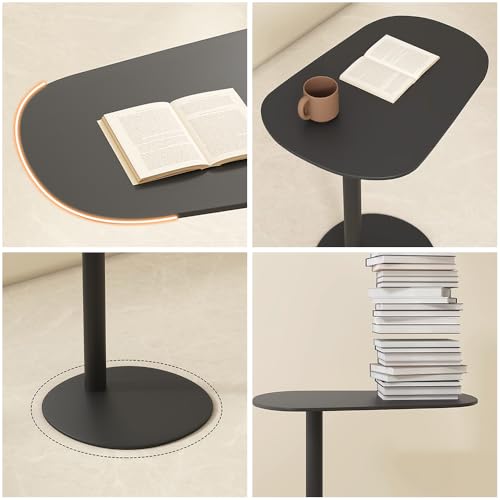 C Shaped End Table Small Side Tables Living Room, Metal Coffee Accent Table | Outdoor C Table Narrow Sofa Table, Couch Tables That Slide Under, TV Trays Bedside Nightstand for Bedroom Patio Small Spaces