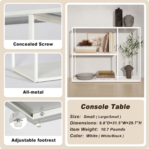 HDANI Console Table, Narrow Entryway Table, 3 Tier Metal Hallway Table, 11.8''Dx39.4''Wx31.5''H(White) - color: White, size: 11.8"D×39.4"W×31.5"H