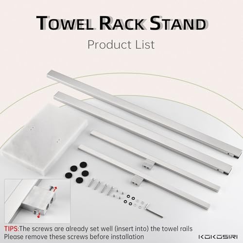 KOKOSIRI Bathroom Towel Rack 2-Tier Standing Towel Bars with Marble Base, Stainless Steel Freestanding Towels Holder, Thicken Steady Design, Polished Chrome THS0003-CH - color: Polished Chrome