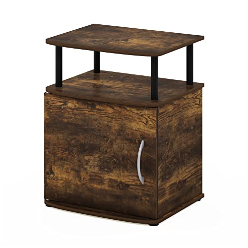 Furinno Jaya End Side Sofa Table/Nightstand with Door, Amber Pine/Black - color: Amber Pine/Black, size: 1-Pack