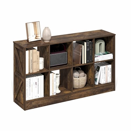 8-Cube Farmhouse Bookcase, Display Bookshelf, Book Shelf, 11.8 x 47.6 x 26.8, for Bedroom, Living Room, Home Office, Amber Pine - color: Amber Pine, size: 8 Cube