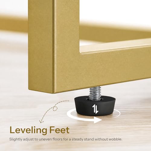 HOOBRO C Shaped End Table, Glass Side Table with Metal Frame, Gold Coffee Table for Small Space, Modern Style, for Living Room, Gold GD03SF01G1 - color: Gold