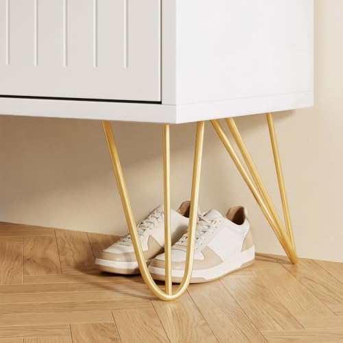 JOZZBY Shoe Cabinet Storage with 2 Striped Flip Drawers, Freestanding Slim Shoe Organizer Cabinet with Top Shelves, Narrow Shoe Rack for Entryway, Hallway, Living Room, White - size: Striped