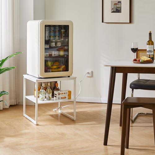 Aibiju Living Room Large Side Table, End Table with Charging Station, Refrigerator Stand Printer Table with Adjustable Shelves, Office Square Coffee Table with USB Ports White YD-TM153WD - color: White, style: With Charging Station