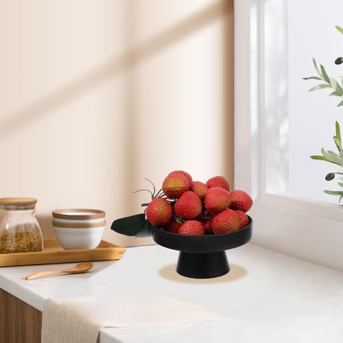 DOITOOL Ceramic Footed Bowl - 5 inch Decorative Pedestal Bowl Fruit Fruit Tray Dessert Display Stand Serving Dishes for Home Kitchen Counter Centerpiece Table Decor - Black