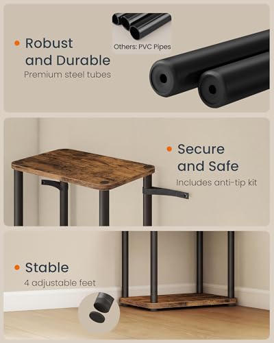 VASAGLE Superfast Toolless Assembly, 4-Tier Shelf for Living Room, Standing Shelf, Bookshelf, Bedroom, Kitchen, 9.4 x 23.6 x 41.3 Inches, Rustic Brown and Ink Black ULLS164K01 - color: Rustic Brown + Ink Black, size: 4 Tiers (23.6"W)