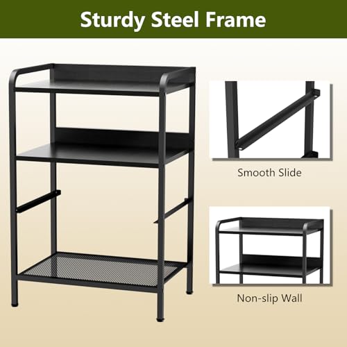 Nightstands Set of 2, Bedside Table with 1 Fabric Drawer, Open Mesh Shelf, End Table Side Table with Storage Drawer Dresser, Wear-Resistant Metal Frame, Bedroom, Black - color: Black(1drawer), size: Set of 2