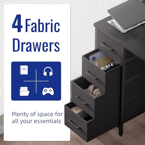 Pamray 32 Inch Computer Desk with 4 Drawers Small Office Desk for Home Bedroom Study Writing Simple Modern Computer Table Black - color: Black