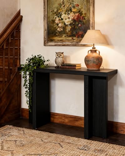 VINGLI 42" Entryway Table Wood, Console Table T-Legs for Living Room, Black - color: Black, size: 42"