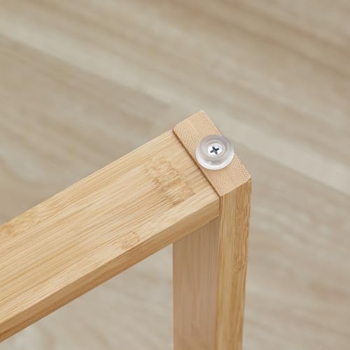 HOOBRO Round Side Table with Charging Station, Round Accent End Table with Bamboo Legs for Living Room, Bedroom, White and Natural YW101UBZ01 - color: White and Natural