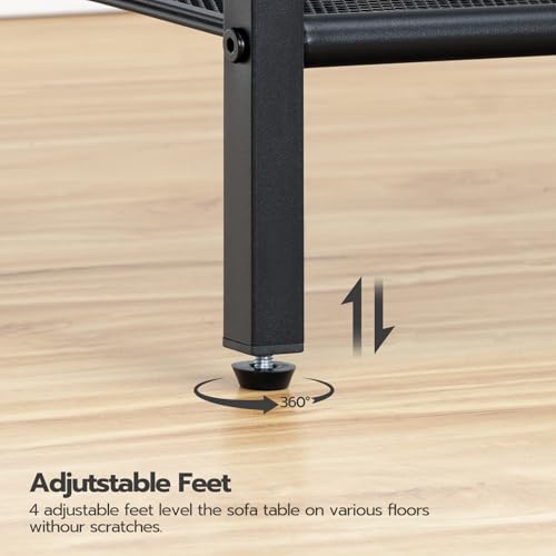 HOOBRO 29.5" Narrow Console Table, 3-Tier Tempered Glass Sofa Table, Modern Entryway Table, for Entrance, Living Room, Foyer, Hallway Bedroom, Black BK21XG01G1 - color: Black