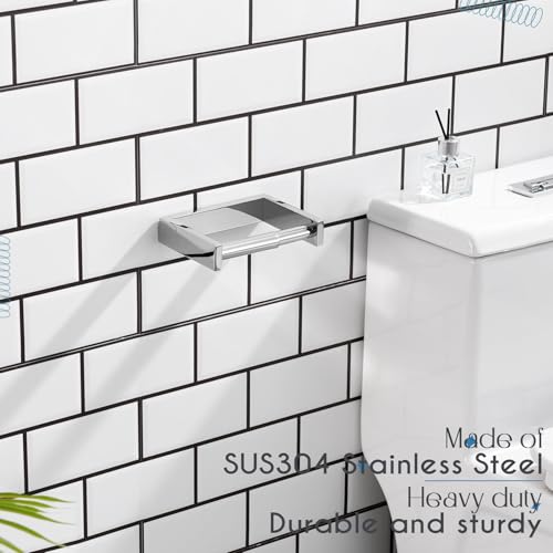 KOKOSIRI Toilet Paper Holder Spring Loaded Bathroom Toilet Roll Holder Wall Mount Stainless Steel Polished Chrome B2011CH - color: Polished Chrome, size: Without Shelf