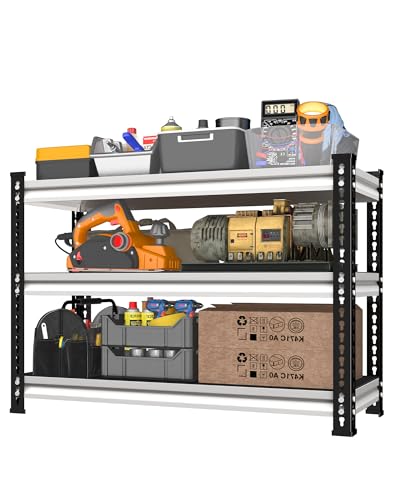 Utility Storage Garage Shelving - 40'' Wide 1350 Lbs Heavy Duty 3 Tier Metal Shelves Adjustable - Freestanding Rack Units for Basement Kitchen Pantry - White 40" W x 18" D x 36" H - size: 40"Wx18"D-3T-WT