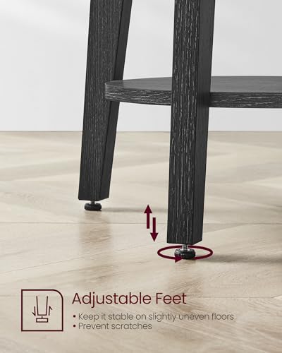 VASAGLE MAEZO Collection - Side Table, 2-Tier Small Round End Table, Nightstand with Tapered Legs, Curved Transitions, for Small Spaces, Living Room, Bedroom, Charcoal Gray ULET283T22 - color: Charcoal Gray, size: 1 pack