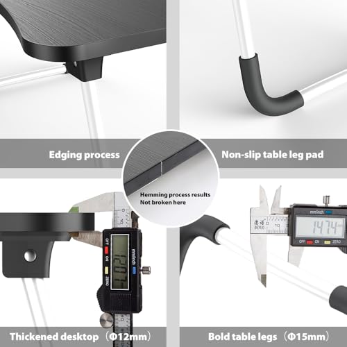 Bed Table Elekin Folding Lap Desk Laptop Desk Table with Storage Drawer/Cup Holder Folding Lap Desk Multi-Function Laptop Bed Table Desk Stand Bed Table Tray for Bed/Couch/Sofa - color: Black&white