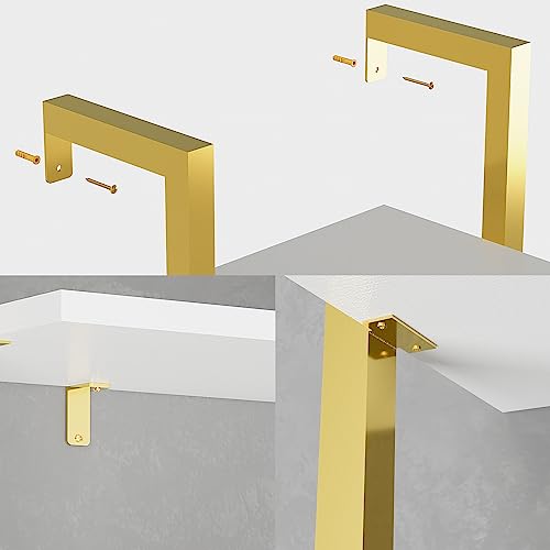 YMYNY 5 Tiers Ladder Bookcase, Industrial Wall Mounted Bookshelf, Open Display Rack with Metal Frame, Wooden Storage Shelves for Bedroom, Home Office, Living Room, White+Gold, 70*17.3*11.8"UHBC015W - color: White and Gold