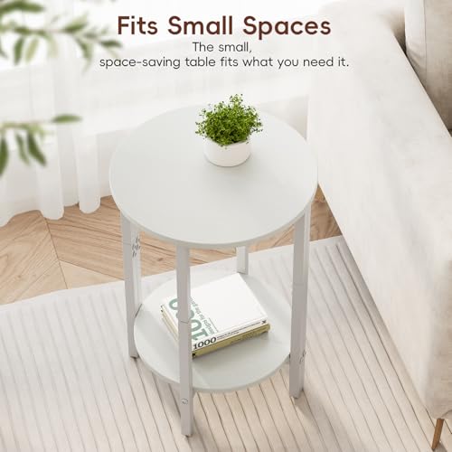 Vagusicc Side Table, Small Round End Table, Set of 2 Half Round Side Table Half Moon Tables, Circle Table Small Round Coffee Table for Living Room, Thin Accent Sofa Table Narrow Entryway Tables, White - color: White