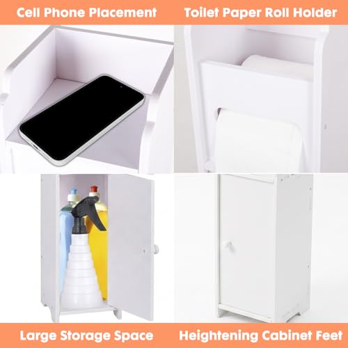 LuiceABC Slim Toilet Paper Holder Stand, Over The Toilet Storage Cabinet | Corner Shelf for Bathroom, Small Space, White, 31.49 X 6.69 X 6.69 INCH - size: 6.69 x 6.69 x 31.49 inch