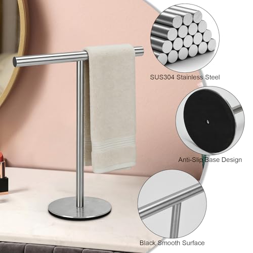 2 pcs T-Shape Towel Holder, Towel Rack Stand for Bathroom Vanity Countertop, Towel Bar for Bathroom Kitchen (Silvery) - color: Silvery-2pcs