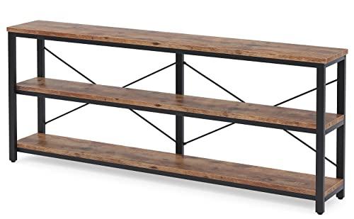 Tribesigns 71" Sofa Tables Extra Long Couch Table, Narrow Long Console Table, Entryway Table,Sofa Table with 3 Tiers Storage Shelves (Rustic Brown) - color: Rustic Brown