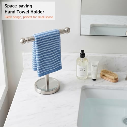 Hand Towel Holder Standing, T-Shape Towel Rack with Heavy Base, Regular Sized Hand Towel for Bath (Brushed Nickel, Stainless Steel) - color: Brushed Nickel