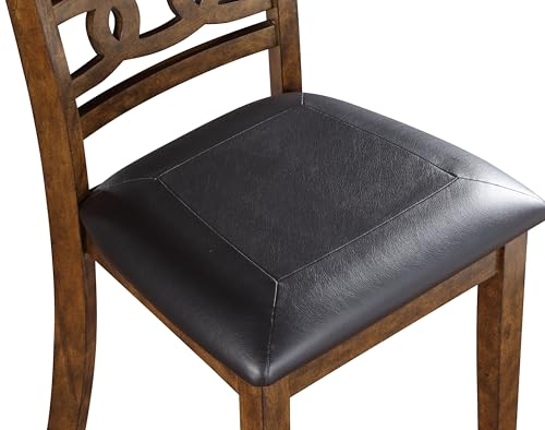 New Classic Furniture Gia Dining Chair (Set of Six), Black PU Upholstered Seat & Back Rest, Brown - color: Brown, size: Set of 6, style: Dining Chair