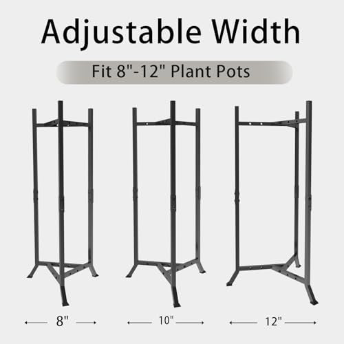 2 Tier Plant Stand Indoor Outdoor, Tall Metal Adjustable Plant Holder for Patio Living Room Balcony Garden, No Wobble Design (No Pots)