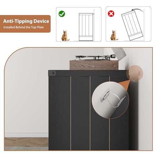 Vinyl Record Player Stand with Storage, 39.4" Farmhouse Turntable Stand Cabinet with Barn Door, Holds 750+ LP Albums, Wooden Stereo Cabinet & Media Console Display Shelf for Living Room, Black