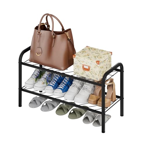 viewcare Shoe Rack for Closet, 2-Tier Small Shoe Rack for Entryway & Garage, Sturdy Metal Construction, Shoe Organizer Holds 4-8 Pairs - size: 2-Tier(M)
