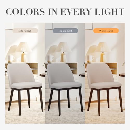 COLAMY Upholstered Dining Chairs Set of 2, Modern Kitchen Chairs with Back, Fabric Side Chair with Wood Legs for Dining Room Kitchen Restaurant, Beige - color: Beige, size: Set of 2