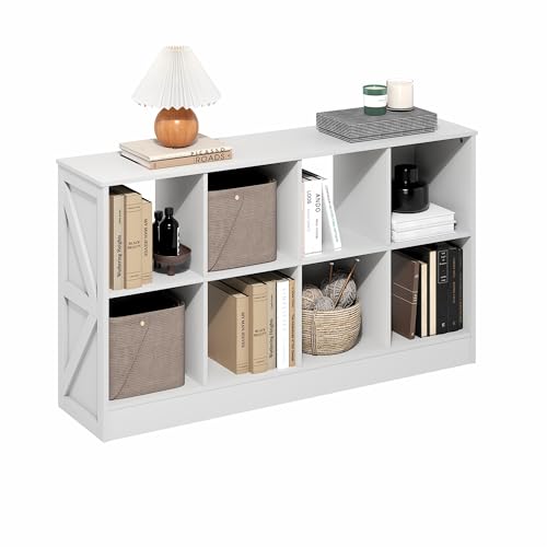 8-Cube Farmhouse Bookcase, Display Bookshelf, Book Shelf, 11.8 x 47.6 x 26.8, for Bedroom, Living Room, Home Office, White - color: White, size: 8 Cube