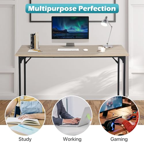 Dkelincs 40 Inch Small Computer Desk Home Office Desk Writing Desk Modern Simple Style Study Work Table with Metal Frame, Easy Assembly, Adjustable Feet, Water-Resistant, Scratchproof Surface, Nature - color: Nature, size: 40 Inch