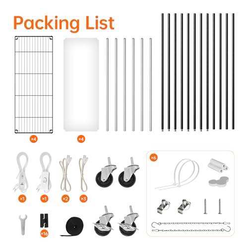 Bstrip Plant Shelf with Grow Light, Tall Grow Light Shelf, Plant Stand with 6 Pack 90W Full Spectrum Plant Lights for Indoor Plants, Seed Starting, Seed Tray, 35.4" Lx13.8 Wx70.8 H
