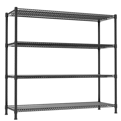 REGILLER 4-Wire Shelf Adjustable Heavy Duty Storage Shelves,Metal Organizer Wire Rack for Laundry Bathroom Kitchen Pantry Closet Garage Shelving(Black,24" Dx59.6 Wx72.2 H) - size: 4tier 24"D x 59.6"W x 72.2"H