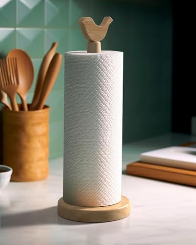 Cute Wooden Paper Towel Holder Stand - Kitchen Paper Hanger Rack Bathroom Towel Roll Stand Organizer Simply Standing Countertop Paper Roll Holder, Bird - size: Standard, style: Bird
