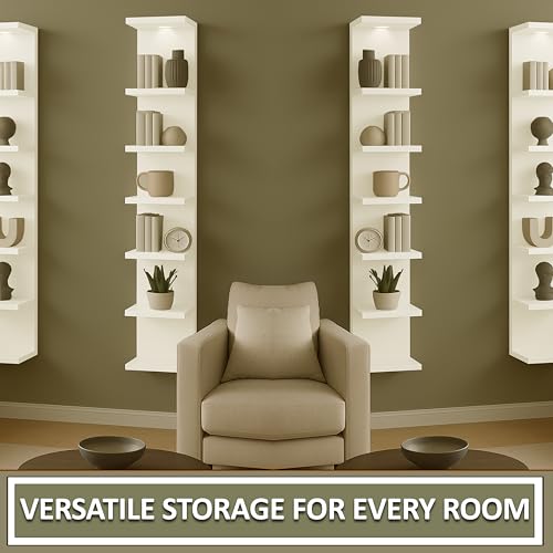 home stuff Wall shelf unit, 11 3/4x74 3/4,Use fixing devices suitable for the walls in your home. (White with LED Light) - color: White With Led Light